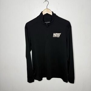 NOS Energy Drink Black Quarter Zip Pullover Long Sleeve Orange Mens Large